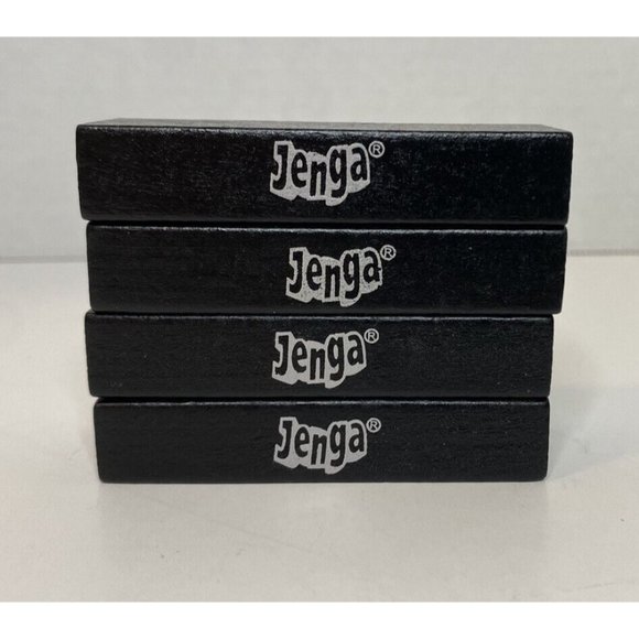 Lot Of 4 Jenga Onyx Replacement Pieces Black Wood Silver Limited Edition Sleek - Picture 1 of 3